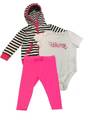 DKNY Girls Striped Snapsuit Set