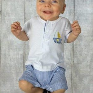 Little Bundles All in one Romper with Sail Boat