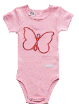 Tiny Tribe pink snapsuit with Red butterfly