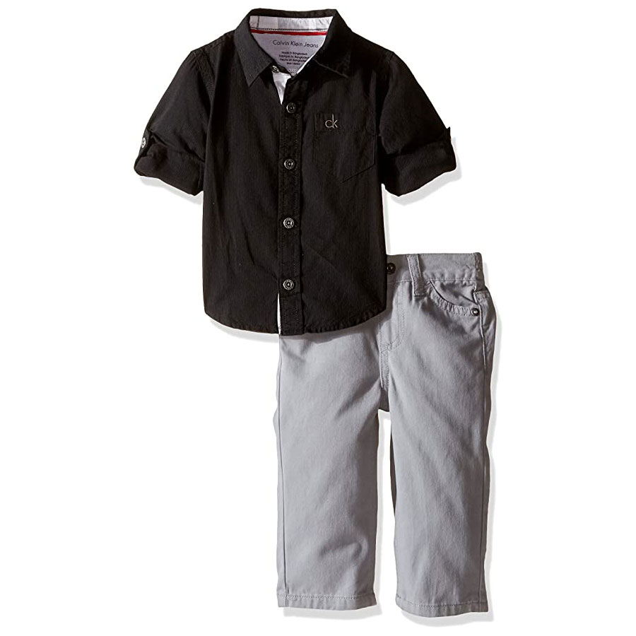 Calvin Klein Baby-Boys Shirt and Twill Pants Set.